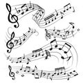 Orchestra notes. Sign or sound symbols musician guitar conservatory notes vector collection