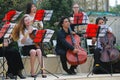 Orchestra plays in the Gorky park in Moscow. Royalty Free Stock Photo