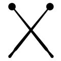 Orchestral drumsticks mallets icon on a white background. orchestra drumstick crossed mallet sign. flat style