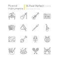 Orchestral instrument pixel perfect linear icons set Royalty Free Stock Photo