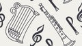 Orchestral Instruments Seamless Music Pattern, vector design Generative AI Royalty Free Stock Photo