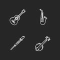 Orchestral musical instruments chalk white icons set on black background Royalty Free Stock Photo