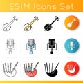 Orchestral musical instruments icons set
