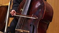 Orchestral playing philharmonic music by double bass, art concept