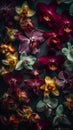 Orchid, beautiful multicolored bright orchid flowers on black, lovely floral background,