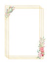 Orchid branch watercolor hand drawn raster frame template Royalty Free Stock Photo