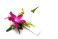Orchid corsage with card Royalty Free Stock Photo
