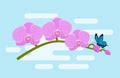 Orchid in flat design. Vector illustration. Background. Royalty Free Stock Photo