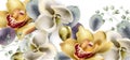 Orchid flowers vintage banner Vector watercolor. Delicate seasonal background. Beautiful spring floral designs