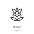 orchid icon vector from house plants collection. Thin line orchid outline icon vector illustration. Outline, thin line orchid icon