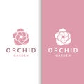 Orchid logo simple luxurious and elegant flower design for salon cosmetics spa beauty