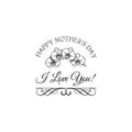 Orchid Mother s Day greeting card with swirls. Best mom ever lettering. Vector. Royalty Free Stock Photo