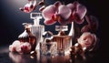 An orchid with perfume bottles, Ai generated image Royalty Free Stock Photo