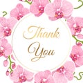 Orchid phalaenopsis floral wreath thank you card