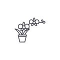 Orchid pot line icon concept. Orchid pot flat vector sign, symbol, illustration.