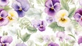 Orchid watercolor flowers seamless pattern. purple pink flowers on white background