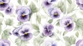 Orchid watercolor flowers seamless pattern. purple pink flowers on white background Royalty Free Stock Photo