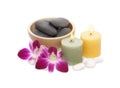 Orchids, Candles and Pebble Royalty Free Stock Photo