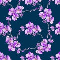 Orchids. Seamless pattern of tropical flowers. .