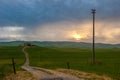 Orcia valley in the misty morning, Tuscany, Italy Royalty Free Stock Photo