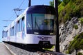 Panoramique des domes Cogwheel train in mountain auvergne volcano in Puy-de-Dome Royalty Free Stock Photo