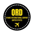 ORD Chicago airport symbol icon Royalty Free Stock Photo