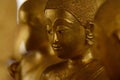 Ordained female monks or Bhikkuni surround Buddha`s sculpture.These are some of the oldest and rarest Bhikkuni statues found in th Royalty Free Stock Photo