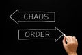Order Chaos Arrows Concept On Blackboard Royalty Free Stock Photo