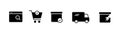 Order delivery status icon in glyph. Shipping status in glyph. Delivery status icons set. Order track in black. Shipment parcel.