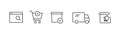 Order delivery status icon in line. Shipping status in line. Delivery status icons set. Order track in outline. Shipment parcel.