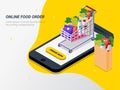 Order food, grocery online from app by smart phone. Fast deliver