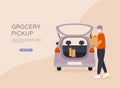 Order groceries online. Pick up point in food supermarket. Safe shopping