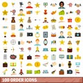 100 order icons set, flat style Royalty Free Stock Photo