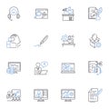 Order line icons collection. Command, Directive, Arrangement, Organization, System, Structure, Hierarchy vector and