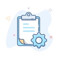 Order Management Vector Line Icon. Clipboard and cogwheel outline illustration. Royalty Free Stock Photo