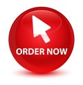 Order now (cursor icon) glassy red round button Royalty Free Stock Photo