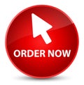 Order now (cursor icon) elegant red round button Royalty Free Stock Photo