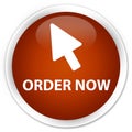 Order now (cursor icon) premium brown round button Royalty Free Stock Photo