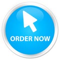 Order now (cursor icon) premium cyan blue round button Royalty Free Stock Photo