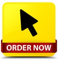 Order now (cursor icon) yellow square button red ribbon in middle Royalty Free Stock Photo