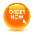 Order now glassy orange round button Royalty Free Stock Photo