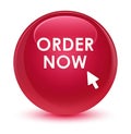 Order now glassy pink round button Royalty Free Stock Photo