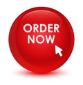 Order now glassy red round button Royalty Free Stock Photo