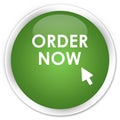 Order now premium soft green round button Royalty Free Stock Photo