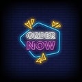 Order Now Neon Signs Style Text Vector Royalty Free Stock Photo