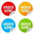 Order now vector sticker set, web design elements Royalty Free Stock Photo