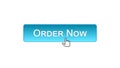 Order now web interface button clicked with mouse cursor, blue color, online