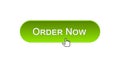 Order now web interface button clicked with mouse cursor, green color, online