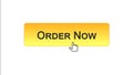 Order now web interface button clicked with mouse cursor, orange color, online Royalty Free Stock Photo