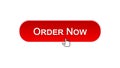 Order now web interface button clicked with mouse cursor, red color, online Royalty Free Stock Photo